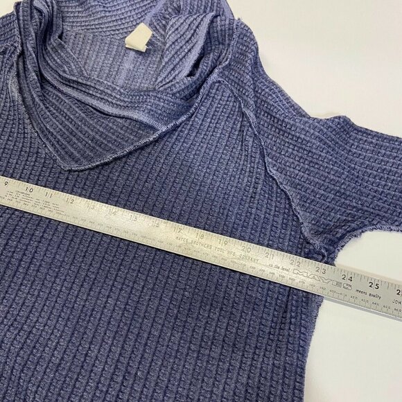 We The Free Wildcat Thermal Pullover Sweater Womens Size XSmall Blue Cowl Neck - Picture 8 of 10
